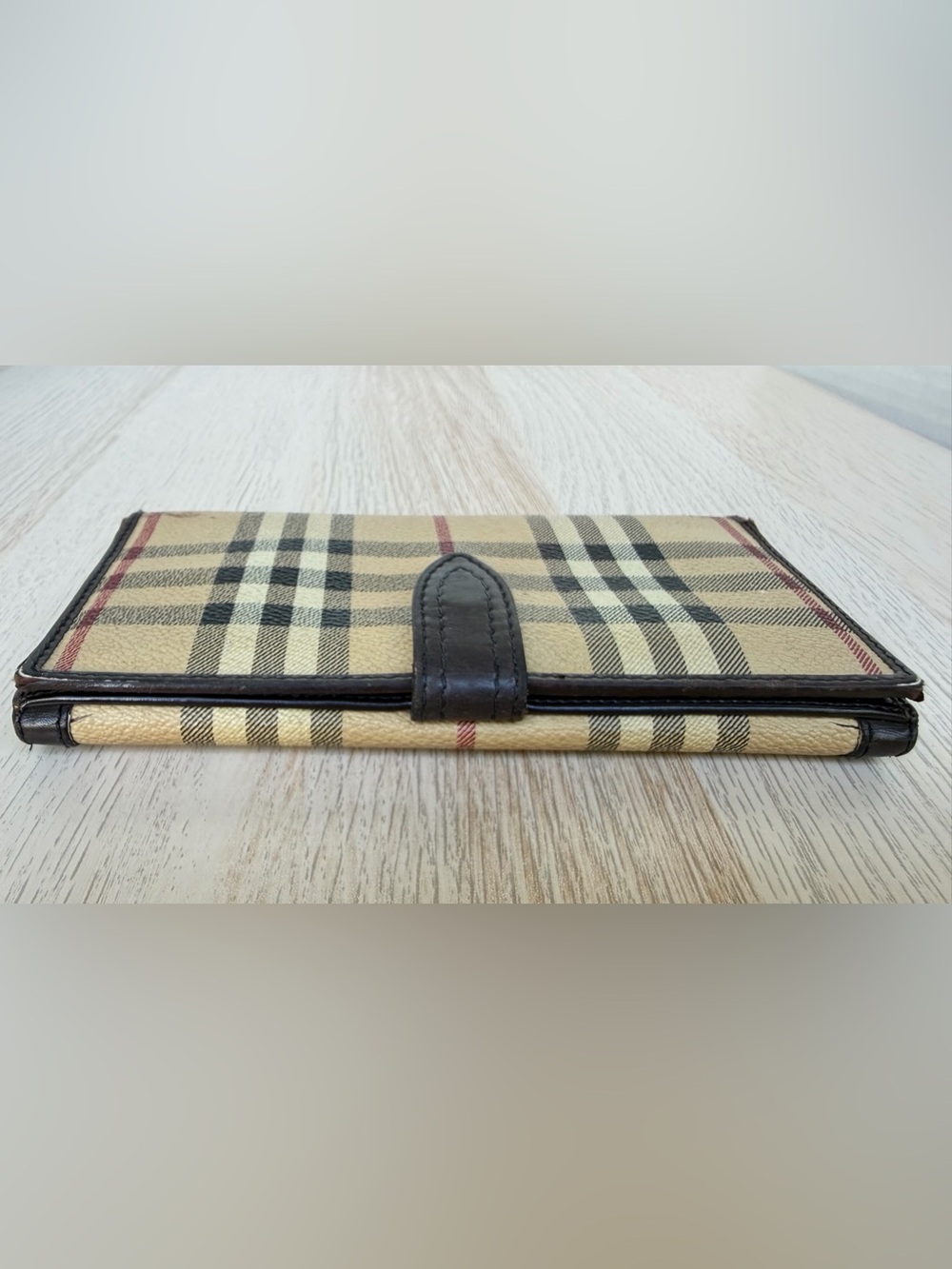 Authentic Burberry Haymarket Check Continental Wallet Brown Leather - Picture 6 of 16